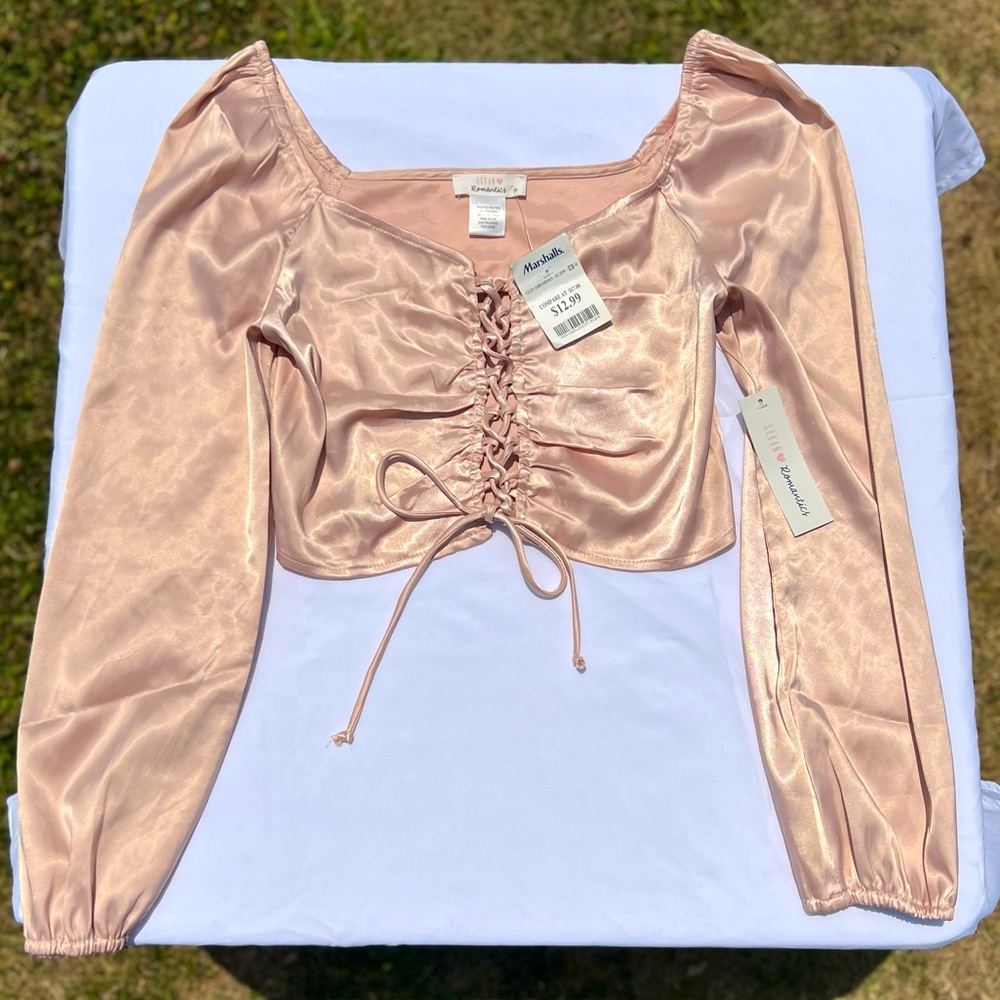 Tie Corset like crop top with long sleeves
